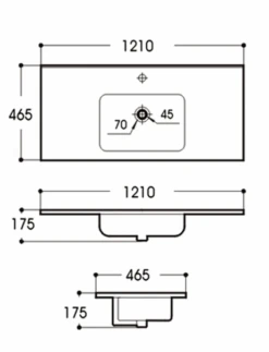 Ceramic Top PB-030 Soft Square White Glossy With Overflow | BNK -HERA BATHWARE ceramic top pb 030 soft square white glossy with overflow1200 sceramic topbnk 745056
