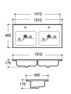 Ceramic Top PB-030 Soft Square White Glossy With Overflow | BNK -HERA BATHWARE ceramic top pb 030 soft square white glossy with overflow1500 dceramic topbnk 348566