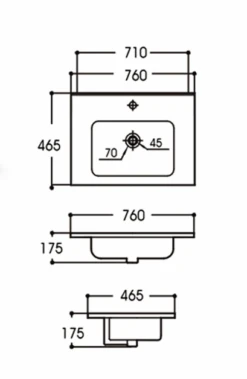 Ceramic Top PB-030 Soft Square White Glossy With Overflow | BNK -HERA BATHWARE ceramic top pb 030 soft square white glossy with overflow900ceramic topbnk 662972