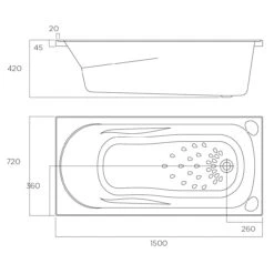 Civic Drop-in Bath | Oceano -HERA BATHWARE civic drop in bath oceano1500mmbathtuboceano 307405