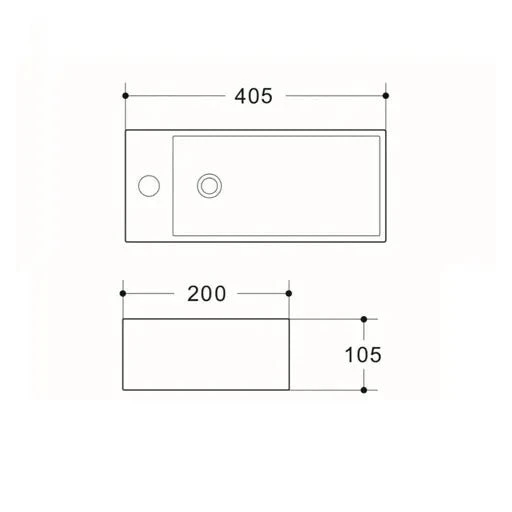 Compact Wall Hung 405x200x105 R/H Basin 2 Compact Wall Hung 405x200x105 R/H Basin - Image 2