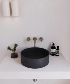 Concrete Circle Above Counter Basin | Eight Quarter | EQCO1 -HERA BATHWARE concrete circle above counter basin eight quarter eqco1charcoalabove counter basineight quarter 229682