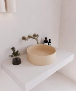 Concrete Circle Above Counter Basin | Eight Quarter | EQCO1 -HERA BATHWARE concrete circle above counter basin eight quarter eqco1whiteabove counter basineight quarter 605044