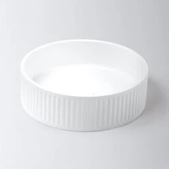 Concrete Fluted Circle Above Counter Basin | Eight Quarter | EQFCO1 -HERA BATHWARE concrete fluted circle above counter basin eight quarter eqfco1whiteabove counter basineight quarter 927203