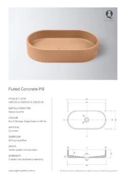 Concrete Fluted Pill Above Counter Basin | Eight Quarter | EQFCO2 -HERA BATHWARE concrete fluted pill above counter basin eight quarter eqfco2whiteabove counter basineight quarter 358344