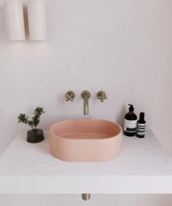 Concrete Mini Pod Above Counter Basin | Eight Quarter | EQCO2 -HERA BATHWARE concrete mini pod above counter basin eight quarter eqco2blushabove counter basineight quarter 623459