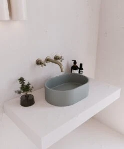 Concrete Mini Pod Above Counter Basin | Eight Quarter | EQCO2 -HERA BATHWARE concrete mini pod above counter basin eight quarter eqco2whiteabove counter basineight quarter 310424