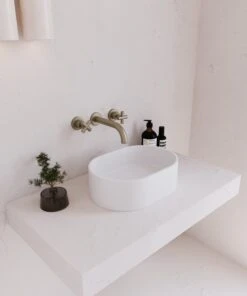 Concrete Mini Pod Above Counter Basin | Eight Quarter | EQCO2 -HERA BATHWARE concrete mini pod above counter basin eight quarter eqco2whiteabove counter basineight quarter 575110
