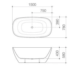 CONTURA II Freestanding Bathtub 1500mm | CAROMA -HERA BATHWARE contura ii freestanding bathtub 1500mm caromawhitefreestanding bathscaroma 269272