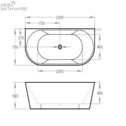 Cortona Gloss/Matte White Back To Wall Bathtub 6 Cortona Gloss/Matte White Back To Wall Bathtub -HERA BATHWARE cortona glossmatte white back to wall bathtubgloss white1400mmbathtubbnk 335495
