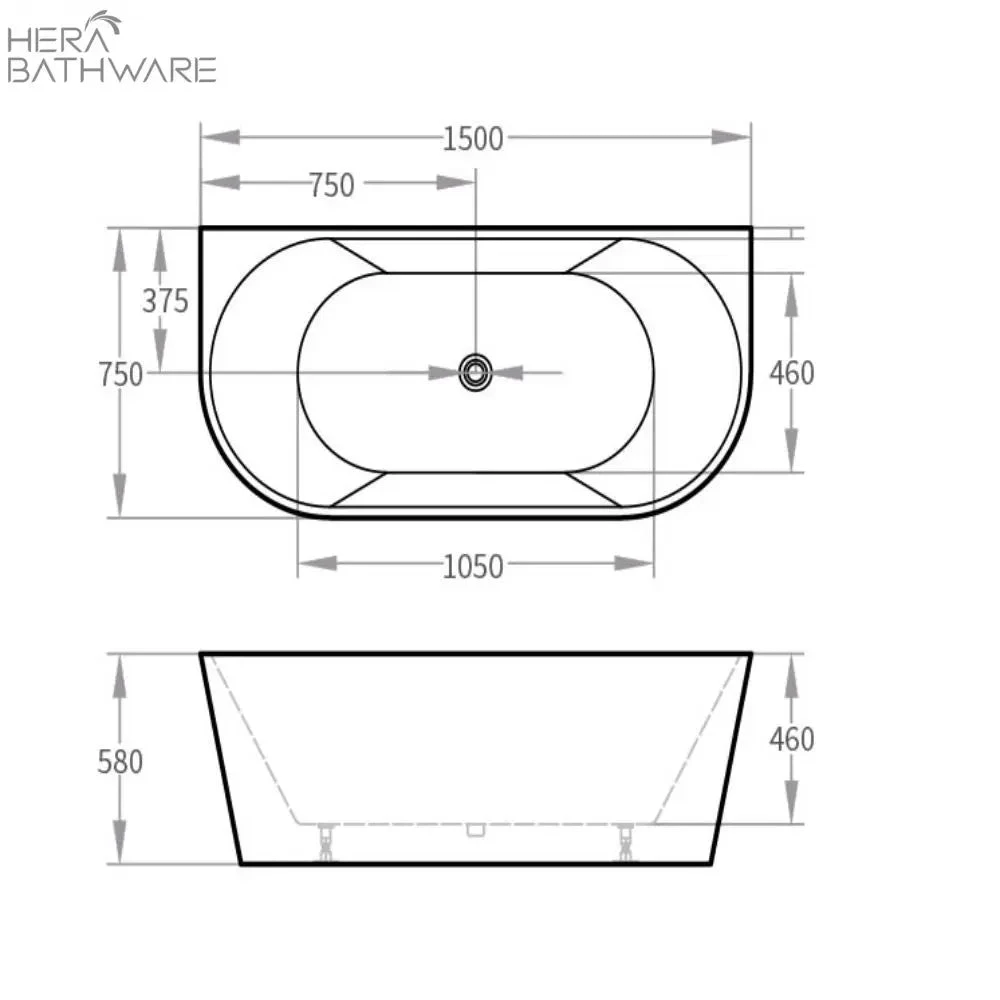Cortona Gloss/Matte White Back To Wall Bathtub 3 Cortona Gloss/Matte White Back To Wall Bathtub - Image 3