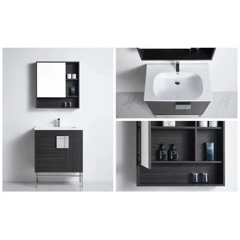 Dark Grey Marquina Bathroom Vanity With Unique Square Handle 7 Dark Grey Marquina Bathroom Vanity With Unique Square Handle - Image 7