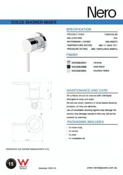 DOLCE Shower Mixer -HERA BATHWARE dolce shower mixerbrushed nickelshower mixernero tapware 611255