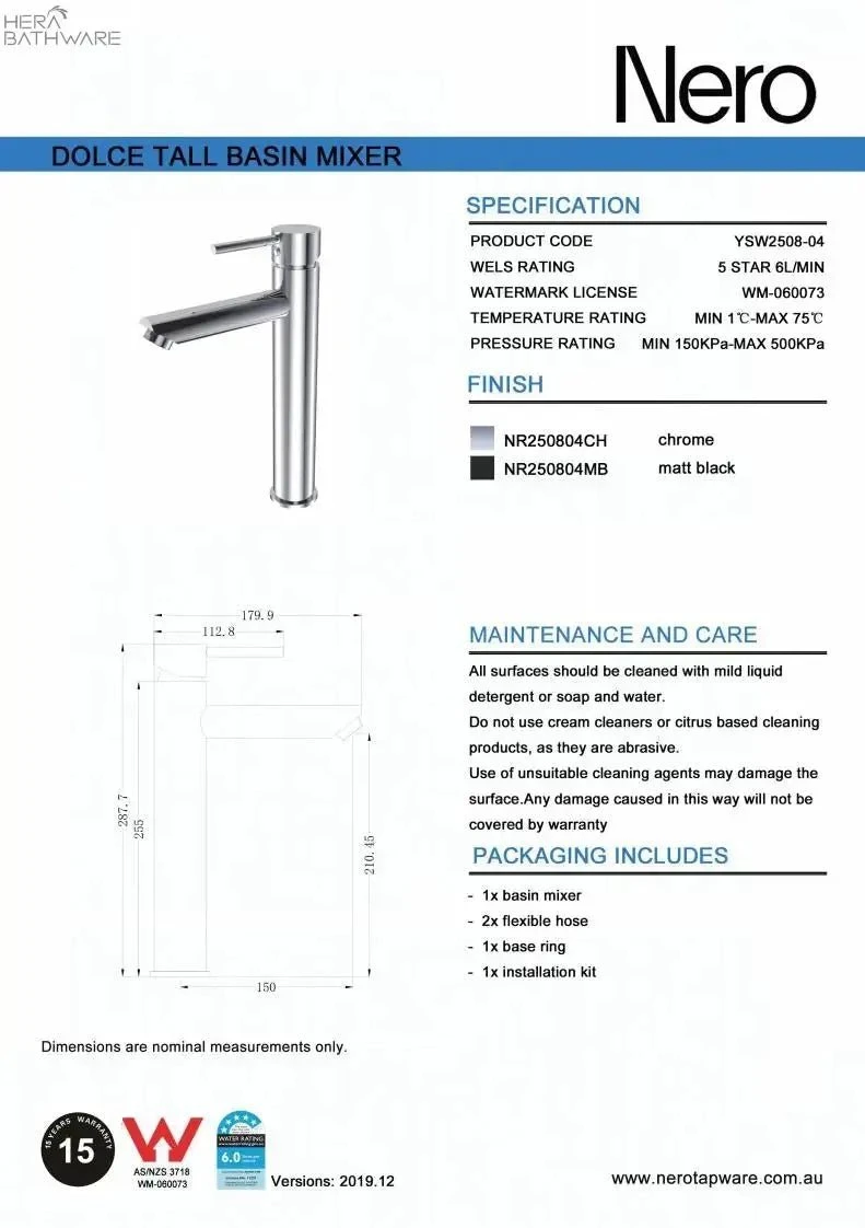 DOLCE Tall Basin Mixer 9 DOLCE Tall Basin Mixer - Image 9