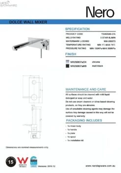 DOLCE Wall Basin Mixer Straight Spout 6 DOLCE Wall Basin Mixer Straight Spout -HERA BATHWARE dolce wall basin mixer straight spoutmatte blackwall basin mixernero tapware 715933