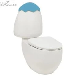 Egg Junior Close Coupled Suite, Blue Cistern Lid, Extended Pan Connector