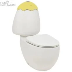 Egg Junior Close Coupled Suite, Lemon Cistern Lid, Extended Pan Connector