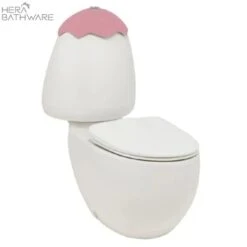 Egg Junior Close Coupled Suite, Pink Cistern Lid, Extended Pan Connector