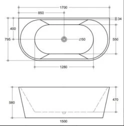 Elivia Back To Wall Bathtub - Gloss Black -HERA BATHWARE elivia back to wall bathtub gloss black1500mmgloss blackbathtubkdk bathware 521798