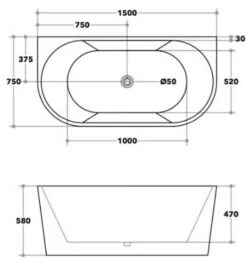 Elivia Back To Wall Bathtub - Gloss Black -HERA BATHWARE elivia back to wall bathtub gloss black1500mmgloss blackbathtubkdk bathware 954292