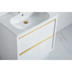 Erica Gloss White Bathroom Vanity With Long Drawers Handle - 600/750/900/1200/1500mm -HERA BATHWARE erica gloss white bathroom vanity with long drawers handle 60075090012001500mmcabinet only600mmvanitiesbnk 953790