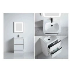 Erica Gloss White Bathroom Vanity With Long Drawers Handle - 600/750/900/1200/1500mm -HERA BATHWARE erica gloss white bathroom vanity with long drawers handle 60075090012001500mmcabinet only600mmvanitiesbnk 961888