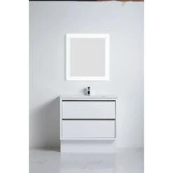 Erica Gloss White Bathroom Vanity With Long Drawers Handle - 600/750/900/1200/1500mm -HERA BATHWARE erica gloss white bathroom vanity with long drawers handle 60075090012001500mmcabinet only900mmvanitiesbnk 797732