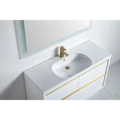 Erica Gloss White Bathroom Vanity With Long Drawers Handle - 600/750/900/1200/1500mm -HERA BATHWARE erica gloss white bathroom vanity with long drawers handle 60075090012001500mmceramic top1200mm single bowlvanitiesbnk 540637