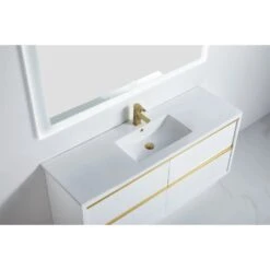 Erica Gloss White Bathroom Vanity With Long Drawers Handle - 600/750/900/1200/1500mm -HERA BATHWARE erica gloss white bathroom vanity with long drawers handle 60075090012001500mmceramic top1500mm single bowlvanitiesbnk 631630