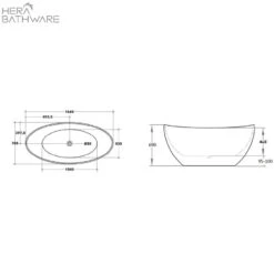 Evie Free Standing Bathtub - Gloss Black -HERA BATHWARE evie free standing bathtub gloss black1500mmgloss blackbathtubkdk bathware 780073