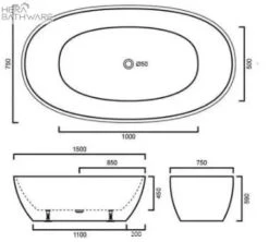 Stella Free Standing Bathtub - Matte Black -HERA BATHWARE evis free standing bathtub matte black1500mmmatte blackfreestanding bathskdk bathware 851088