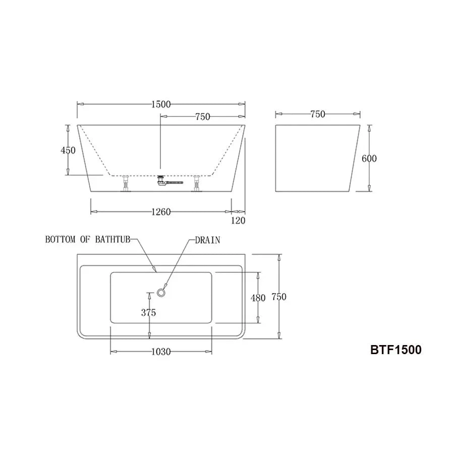 FLORENCE Back To Wall Spa Bathtub 6 FLORENCE Back To Wall Spa Bathtub - Image 6