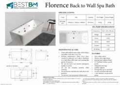FLORENCE Back To Wall Spa Bathtub 11 FLORENCE Back To Wall Spa Bathtub -HERA BATHWARE florence back to wall spa bathtubwhite1500mmbathtubbest bm 720166