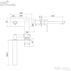 Flores Wall Basin Mixer -HERA BATHWARE flores wall basin mixerbrushed goldwall basin mixerbella vista 211827