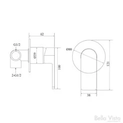 Flores Wall Mixer -HERA BATHWARE flores wall mixerbrushed goldshower mixerbella vista 110202