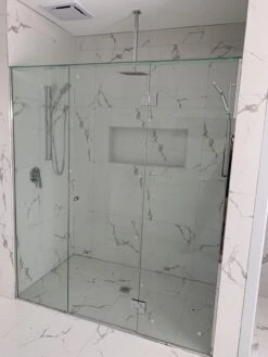 Gem Series (B) Fully Frameless Shower Screen (Door In Middle) Front Glass -HERA BATHWARE gem series b fully frameless shower screen door in middle front glasschrome915 1200mmshower screenconvex 544093