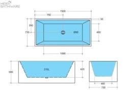 Theo Back To Wall Multifit Bathtub Non Overflow | Ceto -HERA BATHWARE halo multifit bathtub non overflow1500mmgloss whitebathtubkdk bathware 190549