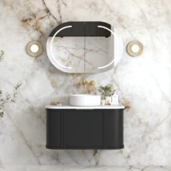 Hampshire 600-1800mm Satin Black Wall Hung Vanity -HERA BATHWARE hampshire 600 1800mm satin black wall hung vanitymatte white flat stone top900mmvanitiesotti 367424