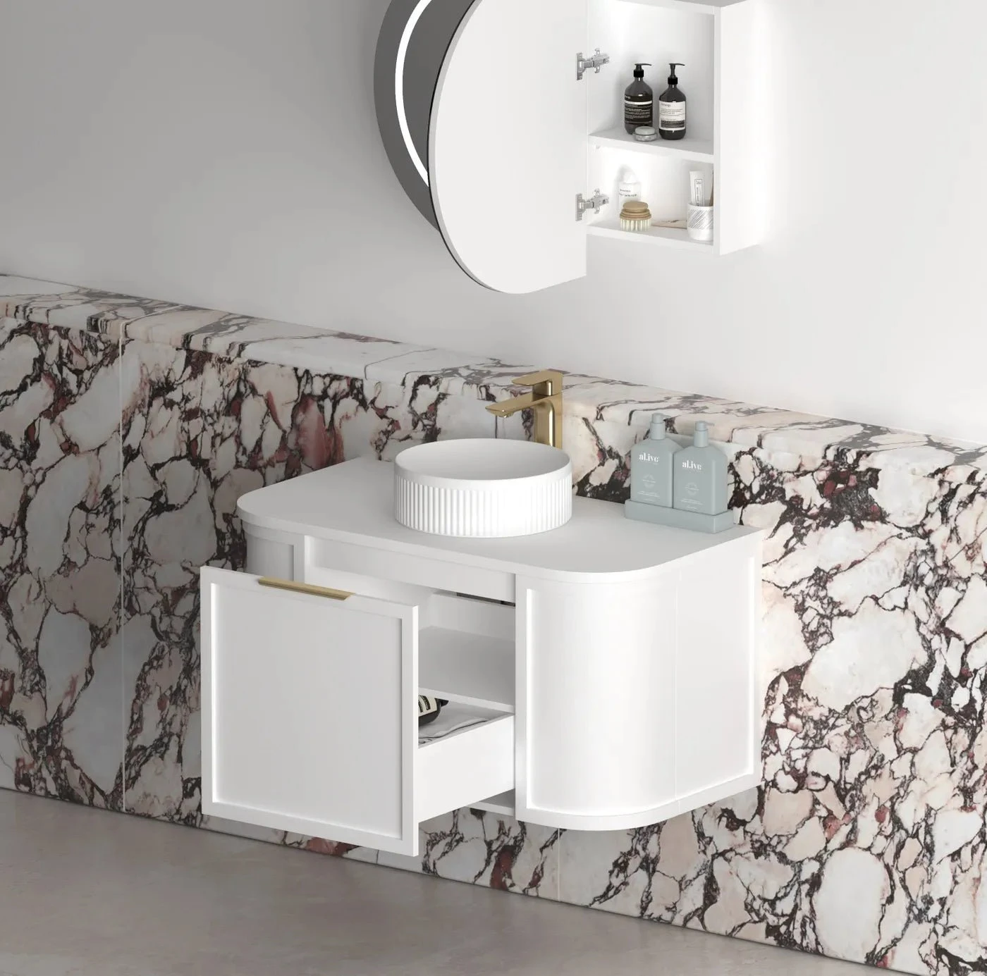 Hampshire 600-1800mm Satin White Wall Hung Vanity 2 Hampshire 600-1800mm Satin White Wall Hung Vanity - Image 2