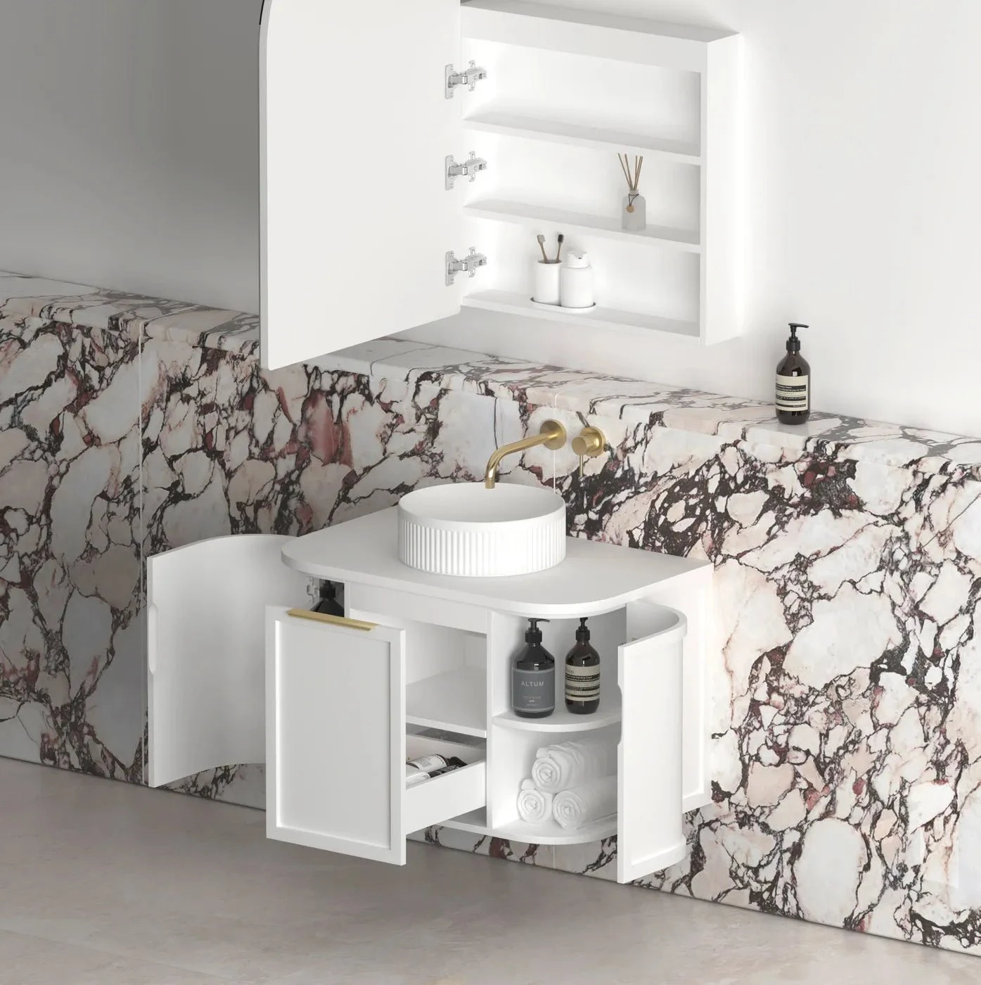 Hampshire 600-1800mm Satin White Wall Hung Vanity 5 Hampshire 600-1800mm Satin White Wall Hung Vanity - Image 5