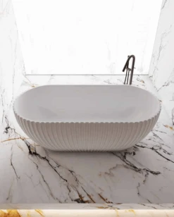 Henley Freestanding Fluted Bathtub 1500/1700mm Matte White -HERA BATHWARE henley freestanding fluted bathtub 15001700mm matte white1500mmfreestanding bathssunny group 504438