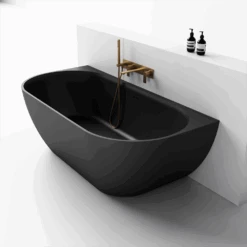 Justina Back-to-Wall Oval Bath 1500/1700mm -HERA BATHWARE justina back to wall oval bath 15001700mmblack1520mmtoka lite 889632
