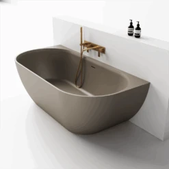 Justina Back-to-Wall Oval Bath 1500/1700mm -HERA BATHWARE justina back to wall oval bath 15001700mmkhaki1520mmtoka lite 101727