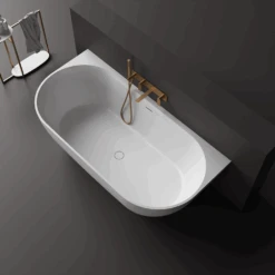 Justina Back-to-Wall Oval Bath 1500/1700mm -HERA BATHWARE justina back to wall oval bath 15001700mmwhite1520mmtoka lite 247917