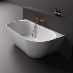 Justina Back-to-Wall Oval Bath 1500/1700mm -HERA BATHWARE justina back to wall oval bath 15001700mmwhite1520mmtoka lite 399439