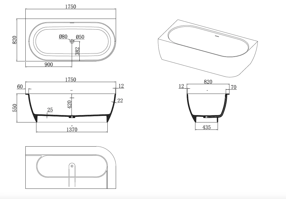 Justina Corner Oval Bath 1520/1750mm | Left/Right Corner | Stonebaths 17 Justina Corner Oval Bath 1520/1750mm | Left/Right Corner | Stonebaths - Image 17