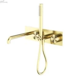 KARA Progressive Shower System With Spout 230/250mm -HERA BATHWARE kara progressive shower system with spout 230250mm230mmbrushed goldshower railsnero tapware 350553