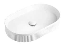 Kensington Oval Fluted Above Counter Basin 560 X 350 X 120mm -HERA BATHWARE kensington oval fluted above counter basin 560 x 350 x 120mmmatte whitebasinotti 632029