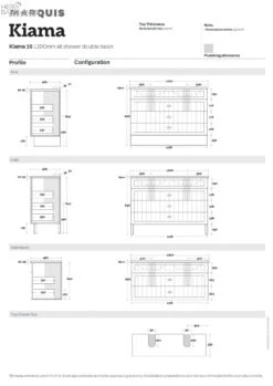 Kiama 1200mm Bathroom Vanity | Drawer Version -HERA BATHWARE kiama 1200mm bathroom vanity drawer versioncenter bowlnova acrylic top no tap holevanitiesmarquis 618110