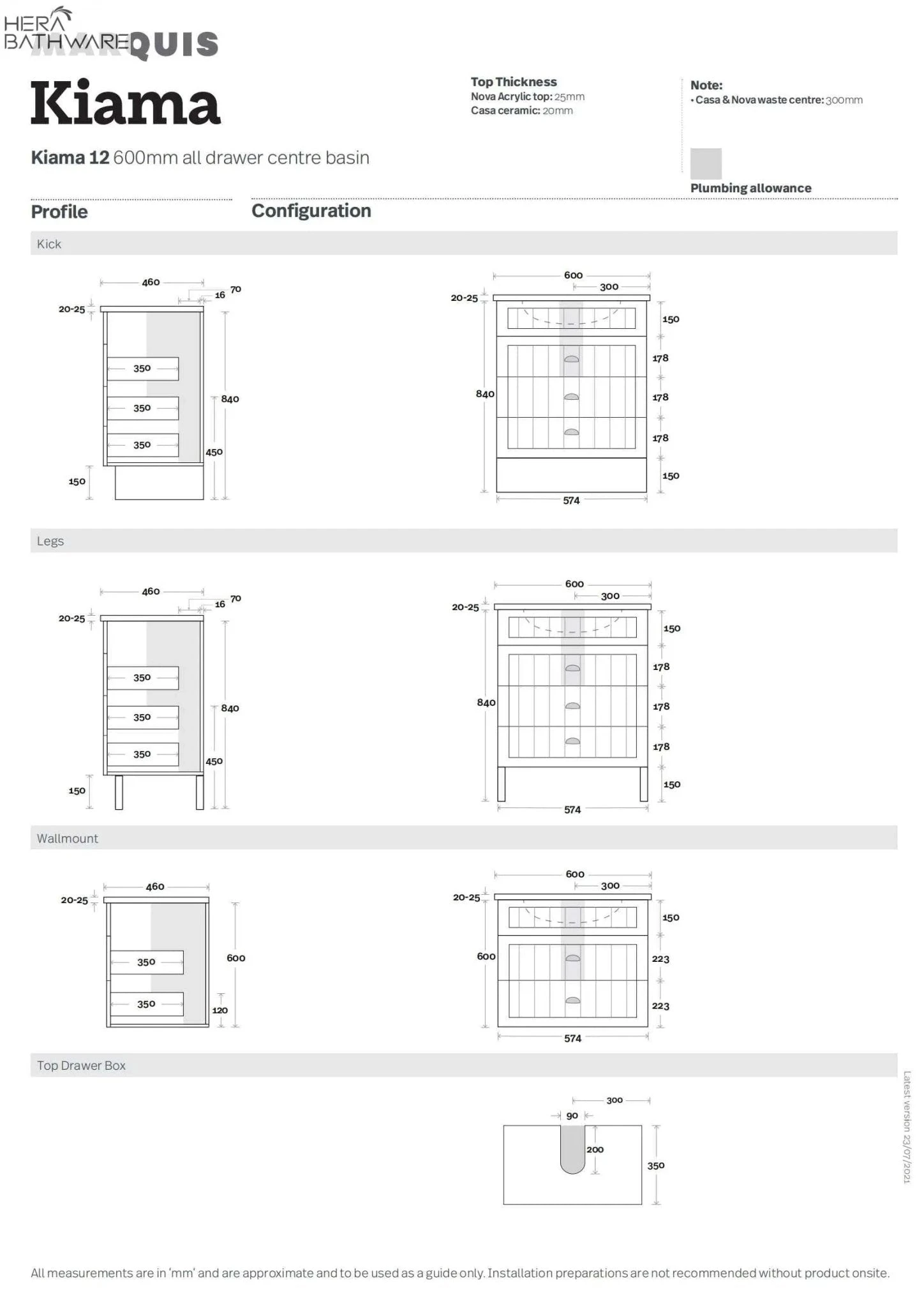 Kiama 600mm Bathroom Wall Hung Vanity | Drawer Version 3 Kiama 600mm Bathroom Wall Hung Vanity | Drawer Version - Image 3